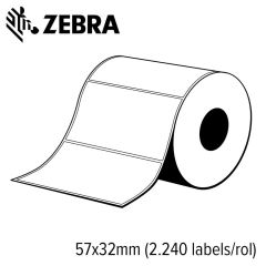 Zebra Z-Perform 1000T 57x32mm voor mid-range en high-end printers (2.240 labels/rol) 8 rollen