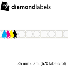 Diamondlabels 35mm diameter transparant kunststof