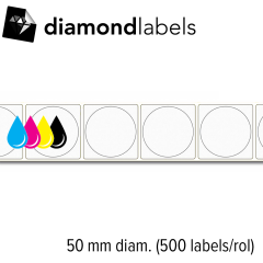 Diamondlabels 50mm diameter transparant kunststof