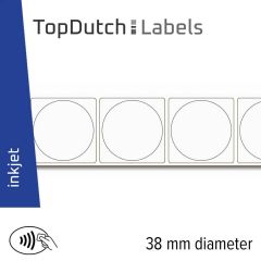 TopDutch Labels 38mm rond mat papier met Ntag 213